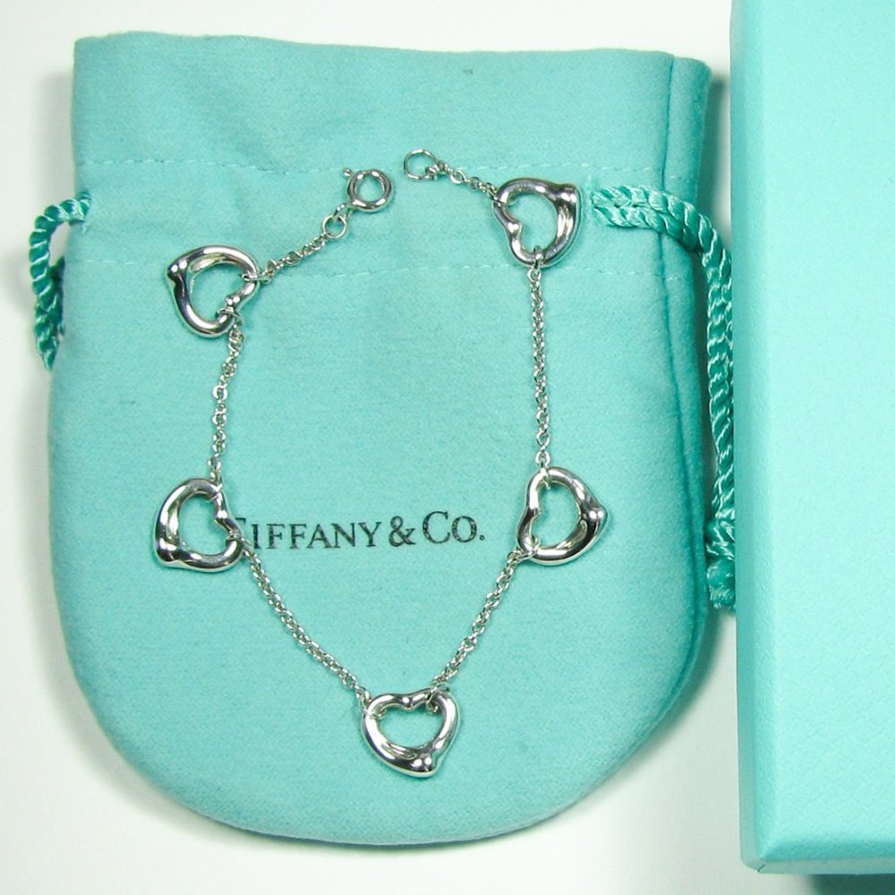 Tiffany & Co. Elsa Peretti 5 Open Hearts Bracelet Sterling Silver